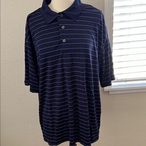 Men's Navy Striped Polo Shirt by Grand Slam Golf XL